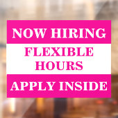 Autocollant Pour Fenêtre Maintenant, nous embauchons Aide recherchée Entrep (Feuille 2)