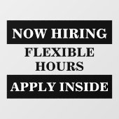 Autocollant Pour Fenêtre Maintenant, nous embauchons Aide recherchée Entrep (Feuille)