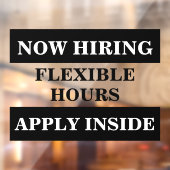 Autocollant Pour Fenêtre Maintenant, nous embauchons Aide recherchée Entrep (Feuille 2)