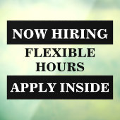 Autocollant Pour Fenêtre Maintenant, nous embauchons Aide recherchée Entrep (Feuille 3)