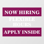 Autocollant Pour Fenêtre Maintenant, nous embauchons Aide recherchée Entrep (Feuille)