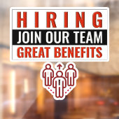 Autocollant Pour Fenêtre Maintenant, nous embauchons, rejoignez notre équip (Feuille 2)