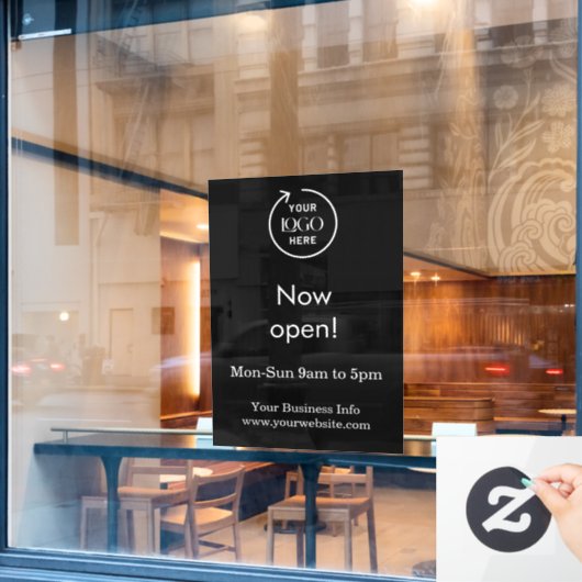 Autocollant Pour Fenêtre Maintenant ouvert | Heures d'ouverture de l'entrep (Fenêtre de café)