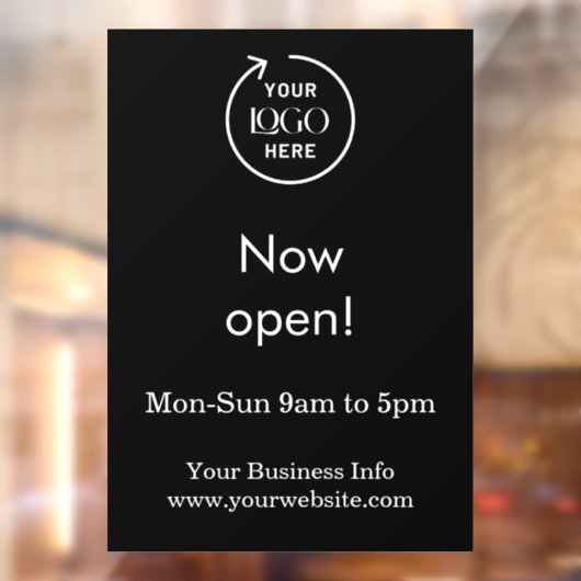 Autocollant Pour Fenêtre Maintenant ouvert | Heures d'ouverture de l'entrep (Feuille 2)