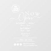 Autocollant Pour Fenêtre Maintenant ouvert | Heures d'ouverture de l'entrep (Feuille)