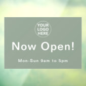 Autocollant Pour Fenêtre Maintenant ouvrir l Heures d'ouverture Sage Green  (Feuille 3)