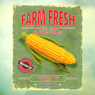 Autocollant Pour Fenêtre Maïs Sucré Frais de la Ferme Vintage Définissez Vo