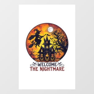 Autocollant Pour Fenêtre Maison Hantée Halloween Bienvenue Cauchemar Volant