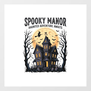 Autocollant Pour Fenêtre Maison Hantée Halloween Gravure Vintage Art Spooky