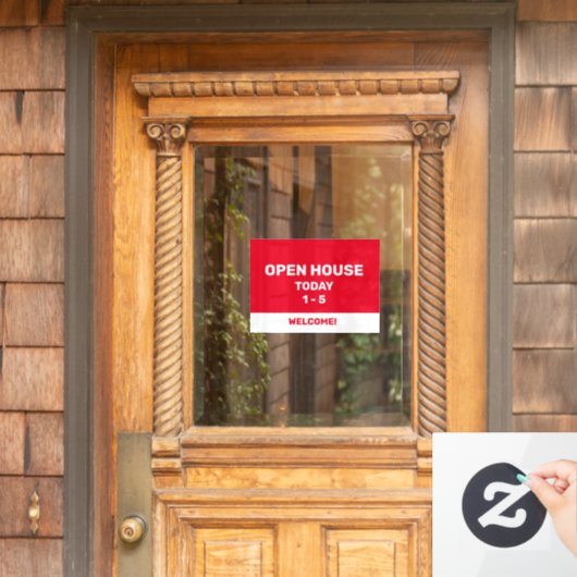 Autocollant Pour Fenêtre Maison ouverte rouge et blanche (Porte d'accueil)