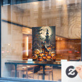 Autocollant Pour Fenêtre Maisons hantées, Chat-chauve-souris noire et Jack- (Fenêtre de café)