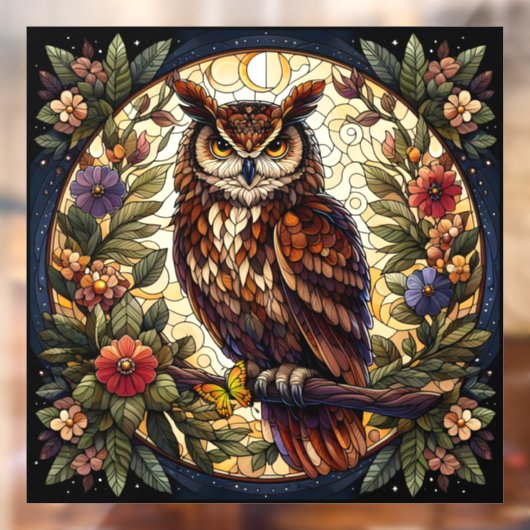 Autocollant Pour Fenêtre Majestic Brown Chouette en verre tendu Clouer fenê (Feuille 2)