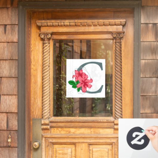 Autocollant Pour Fenêtre Majuscule C monogramme floral (Porte d'accueil)