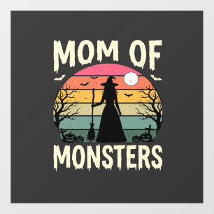 Autocollant Pour Fenêtre Maman Halloween de monstres Sorcière Coucher de so