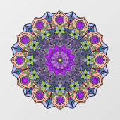 Autocollant Pour Fenêtre Mandala 12 VioletPeach Rose Vert - (Feuille)