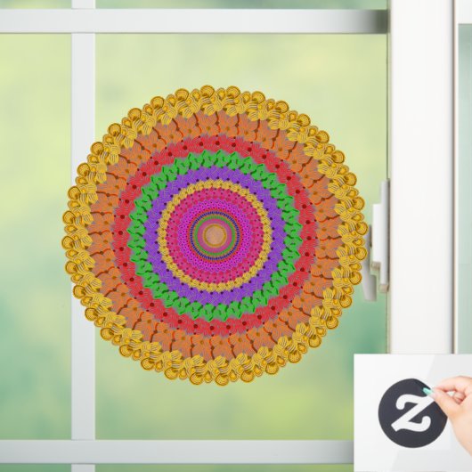 Autocollant Pour Fenêtre Mandala Ball style crochet jaune - (Maison)