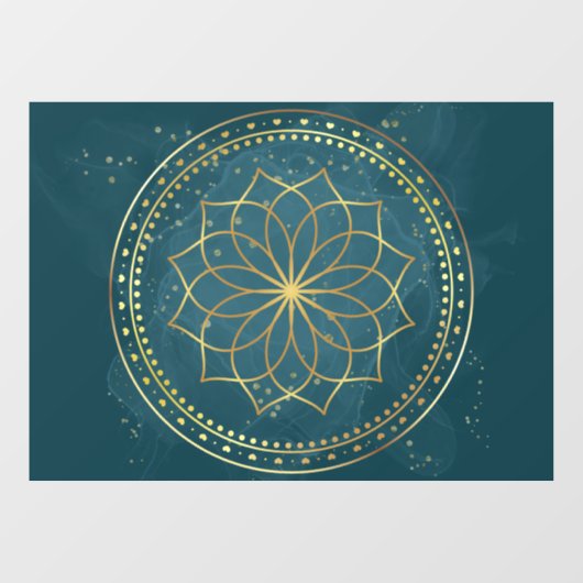 Autocollant Pour Fenêtre Mandala d'or en Turquoise (Feuille)