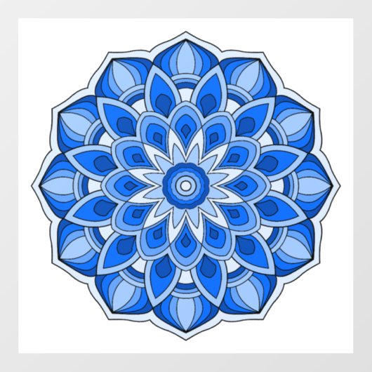 Autocollant Pour Fenêtre Mandala en bleu (Feuille)
