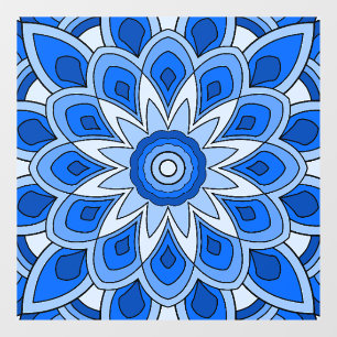 Autocollant Pour Fenêtre Mandala en bleu Clouage de fenêtre