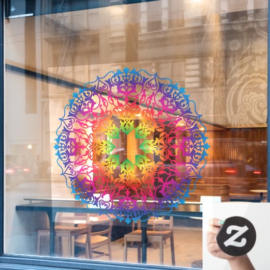 Autocollant Pour Fenêtre Mandala Oriental Flower Yoga Art (Fenêtre de café)