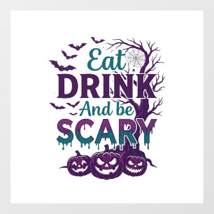 Autocollant Pour Fenêtre Manger Boire Être Effrayant Halloween Arbre Squele