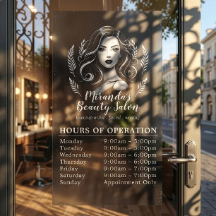 Autocollant Pour Fenêtre Maquilleuse Coiffeuse Moderne Horaires d'Ouverture