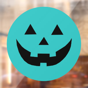 Autocollant Pour Fenêtre Mare turquoise Jack-o'-lantern citrouille face Hal