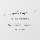 Autocollant Pour Fenêtre Mariage accueil élégant script minimaliste (Feuille)