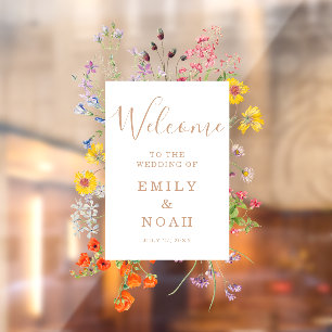 Autocollant Pour Fenêtre Mariage campagnard Fleur sauvage coloré Bienvenue