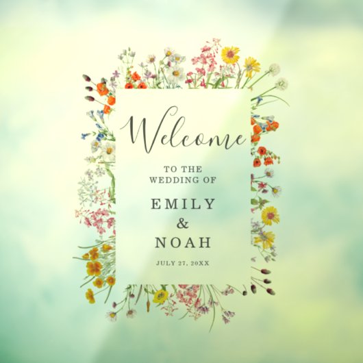 Autocollant Pour Fenêtre Mariage campagnard Fleur sauvage coloré Bienvenue (Feuille 3)