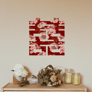 Autocollant Pour Fenêtre Mariage chinois Double Fleur Rouge Xi