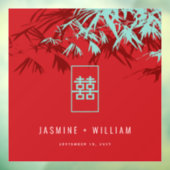 Autocollant Pour Fenêtre Mariage chinois Turquoise Bambou Feuille Double Xi (Feuille 3)