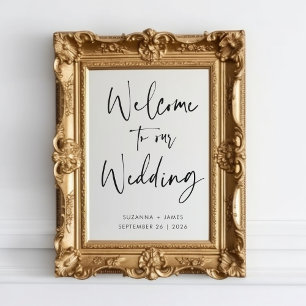 Autocollant Pour Fenêtre Mariage de calligraphie noire moderne Bienvenue