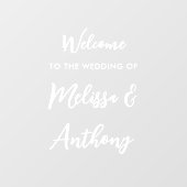 Autocollant Pour Fenêtre Mariage de noms de couple de script moderne Bienve (Feuille)