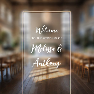 Autocollant Pour Fenêtre Mariage de noms de couple de script moderne Bienve