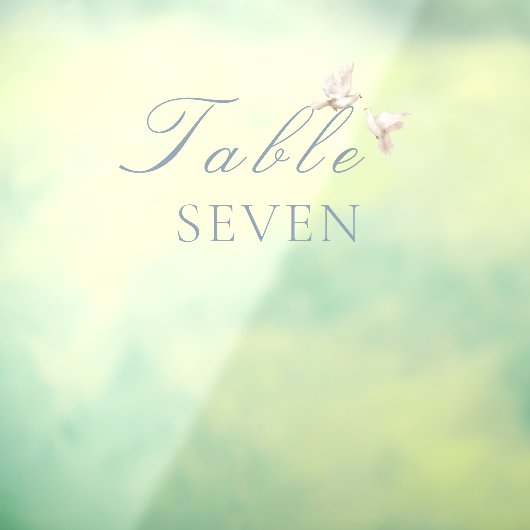 Autocollant Pour Fenêtre Mariage élégant blanc Doves Numéro de table (Feuille 3)