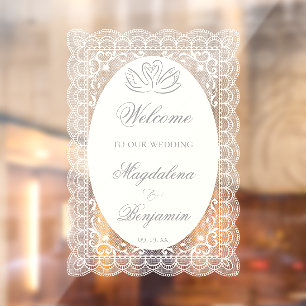 Autocollant Pour Fenêtre Mariage élégant vintage avec cygnes en dentelle et