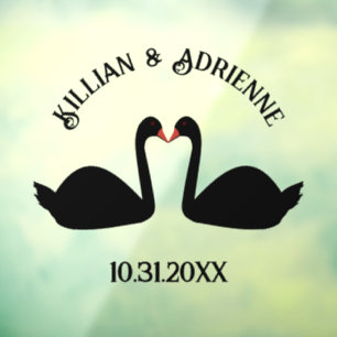 Autocollant Pour Fenêtre Mariage gothique Baiser Black Swans Personnalisé