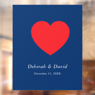 Autocollant Pour Fenêtre Mariage minimaliste moderne cœur rouge bleu