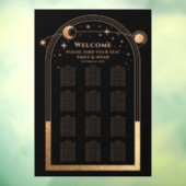 Autocollant Pour Fenêtre Mariage mystique Black Gold Sun Moon Stars (Feuille 3)