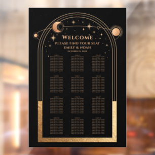 Autocollant Pour Fenêtre Mariage mystique Black Gold Sun Moon Stars