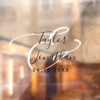 Autocollant Pour Fenêtre Mariage Personnalisé Noir Et Blanc Chic