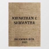 Autocollant Pour Fenêtre Mariage personnalisé rustique burlap motif nature (Feuille)