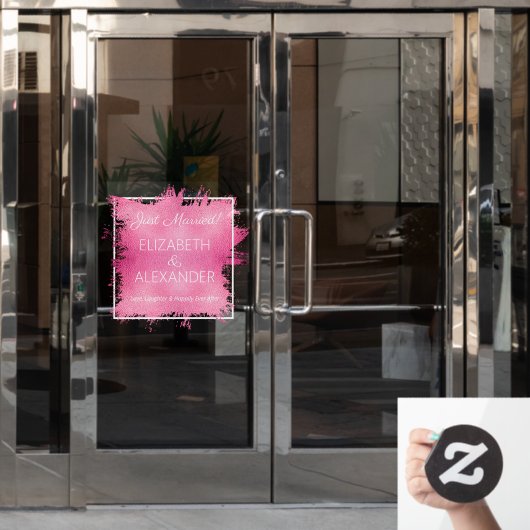 Autocollant Pour Fenêtre Marié ! Faux roses chauds (Porte de bureau)