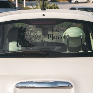 Autocollant Pour Fenêtre Mariés Mariée et Marié Juste Mariés Voiture Suv