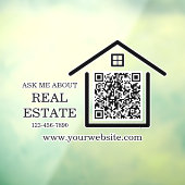 Autocollant Pour Fenêtre Marketing immobilier moderne Code QR (Feuille 3)