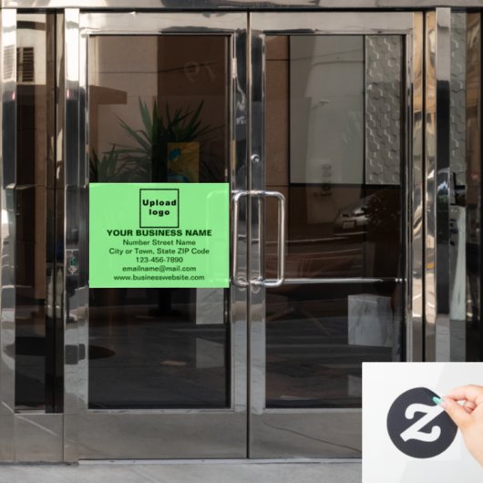 Autocollant Pour Fenêtre Marque d'affaires sur rectangle vert clair (Porte de bureau)