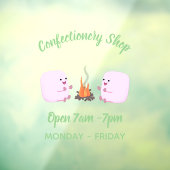 Autocollant Pour Fenêtre Marshmallows mignons roses par dessin animé sur le (Feuille 3)