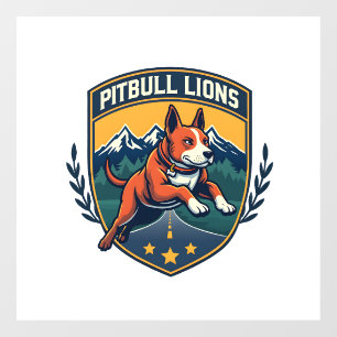 Autocollant Pour Fenêtre Mascotte vintage de sport de lions Pitbull Vecteur