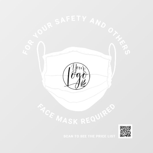 Autocollant Pour Fenêtre Masque facial requis pour le code Qr de sécurité (Feuille)